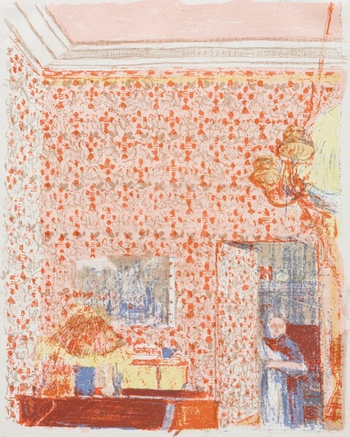 Interior with Pink Wallpaper I by Édouard Vuillard (French, 1868–1940)