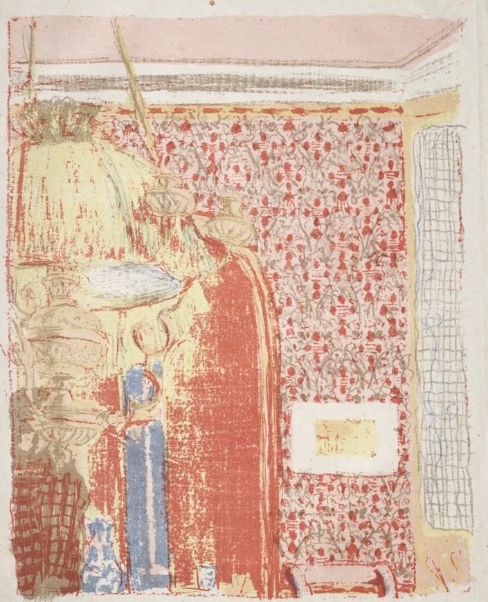 Interior with Pink Wallpaper II by Édouard Vuillard (French, 1868–1940)