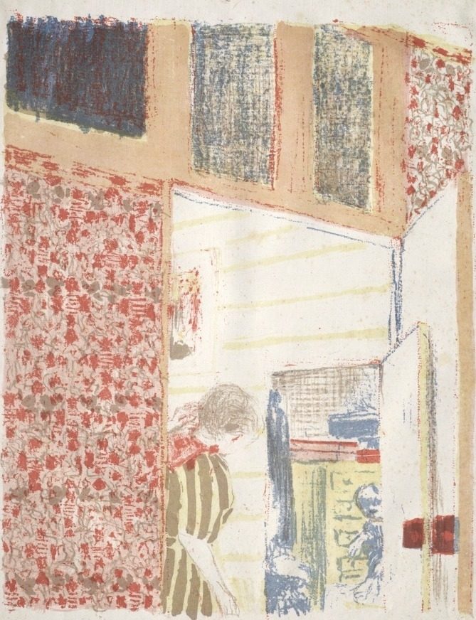 Interior with Pink Wallpaper III by Édouard Vuillard (French, 1868–1940)