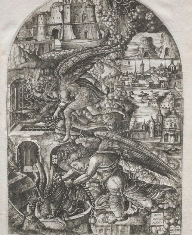The Apocalypse:  Satan Bound for a Thousand Years by Jean Duvet (French, 1485–1561)