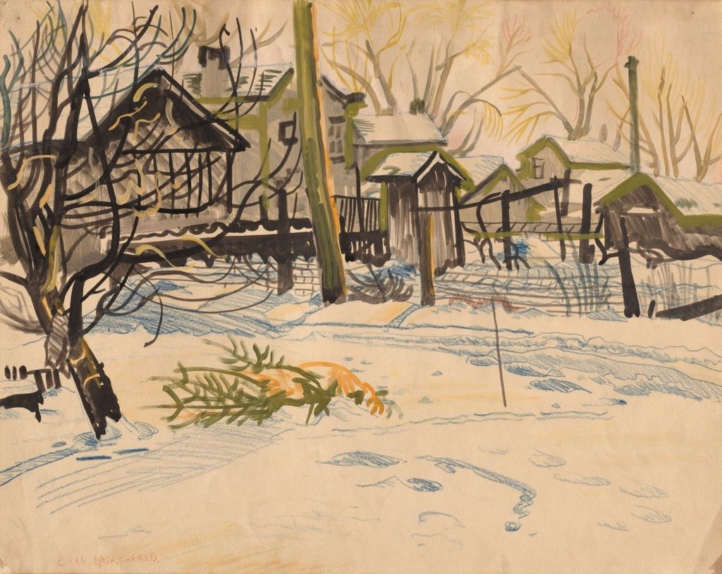 Backyards in Winter (Castoff Christmas Tree) by Charles Burchfield (American, 1893–1967)