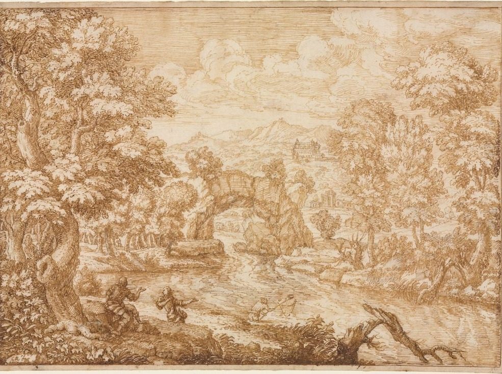 River Landscape with Arched Rock by Crescenzio di Onofrio (Italian, 1632?–after 1712)