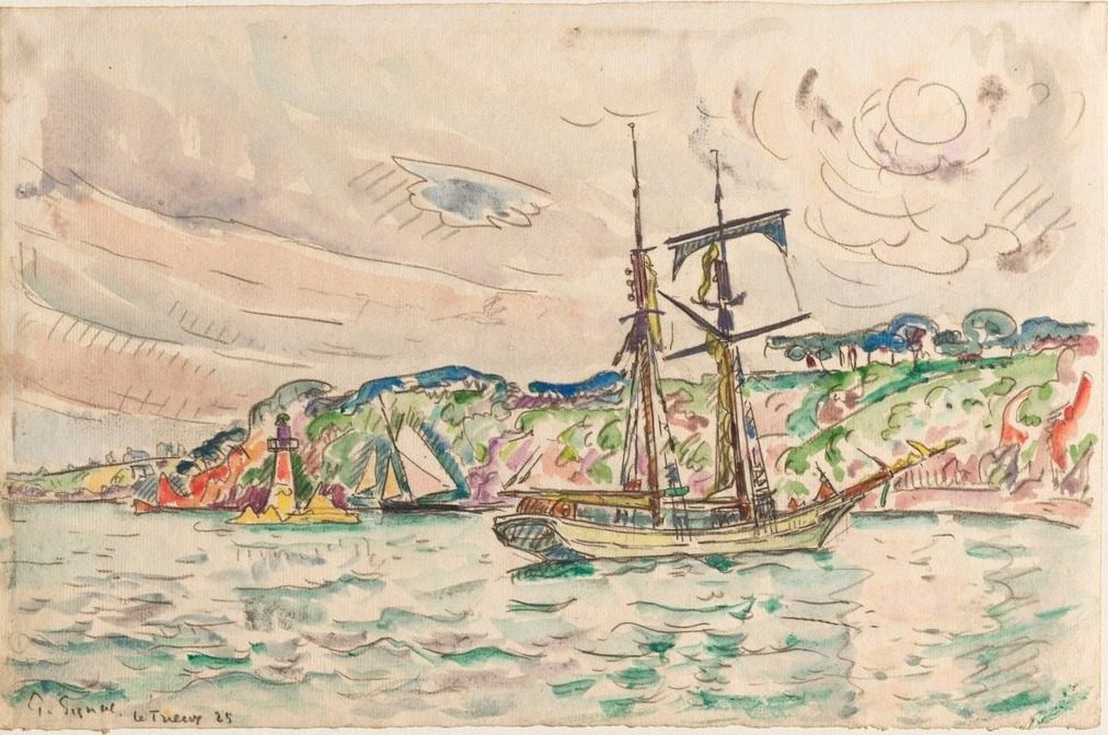 Ships near the Trieux River by Paul Signac (French, 1863–1935)