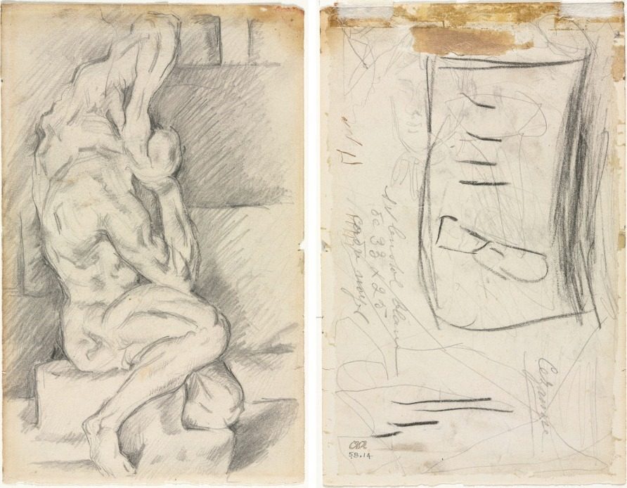 Sketch of Anatomical Sculpture (recto) Sketch of Madame Cézanne (verso) by Paul Cezanne (French, 1839–1906)