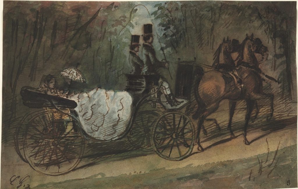 Carriage in the Bois de Boulogne by Constantin Guys (French, 1805–1892)