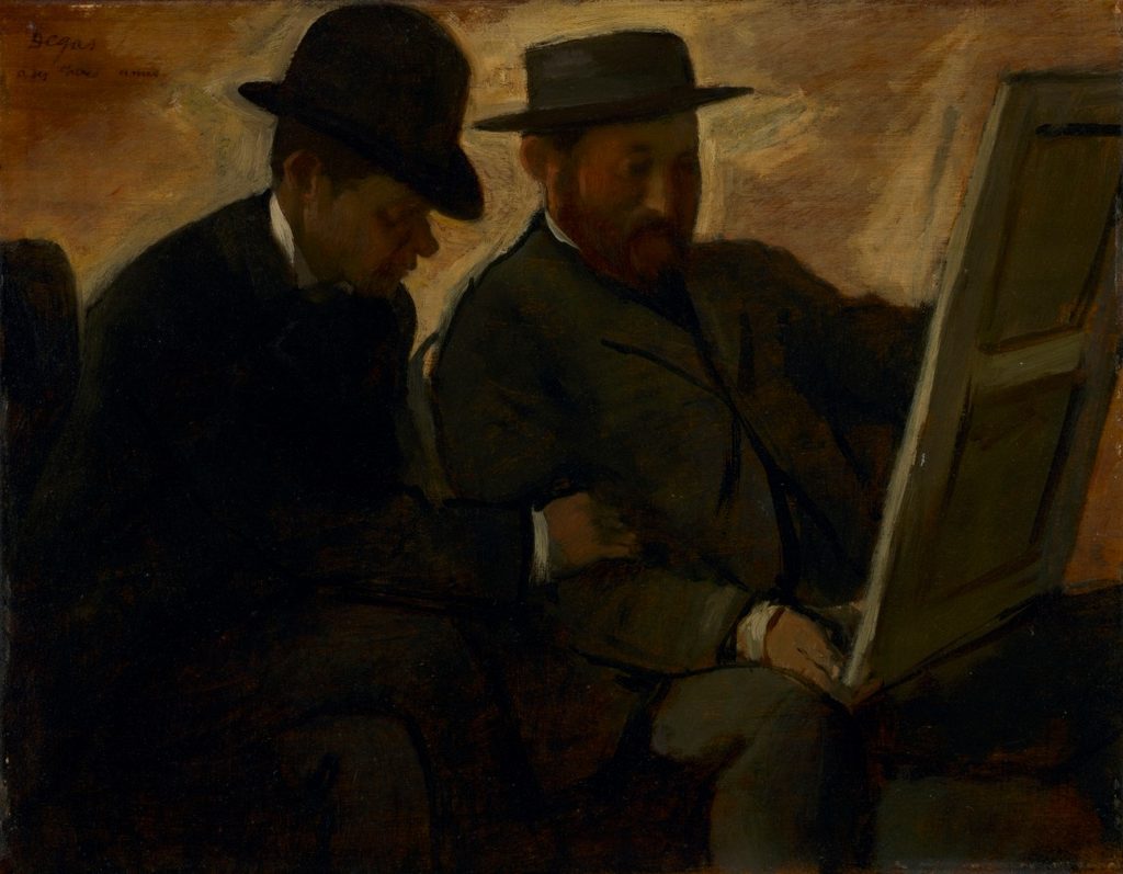 Paul Lafond and Alphonse Cherfils Examining a Painting by Edgar Degas (French, 1834–1917)