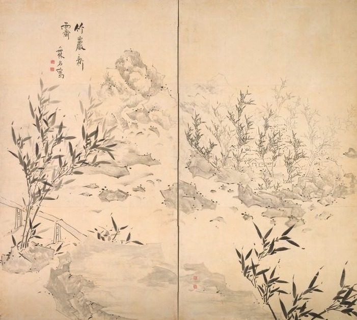 Bamboo and Rocks in Clearing Skies by Ike Taiga (Japanese, 1723–1776)