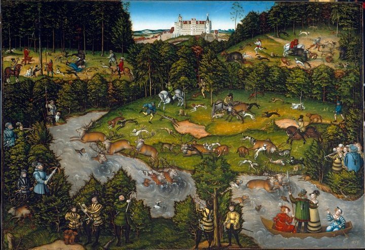 Hunting near Hartenfels Castle by Lucas Cranach (German, 1472–1553)