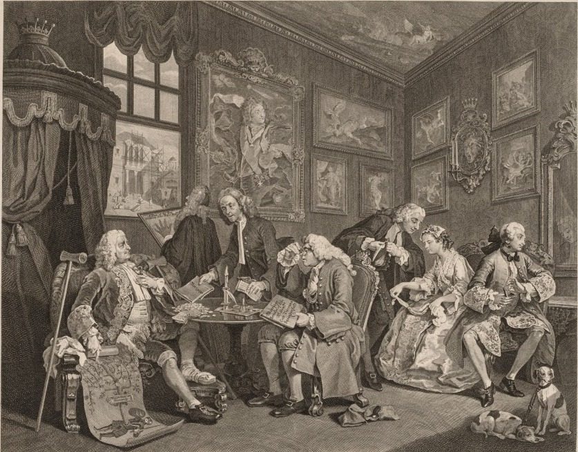 The Marriage Settlement, Plate 1 by Gérard Jean-Baptiste Scotin II (French, 1698–1760)