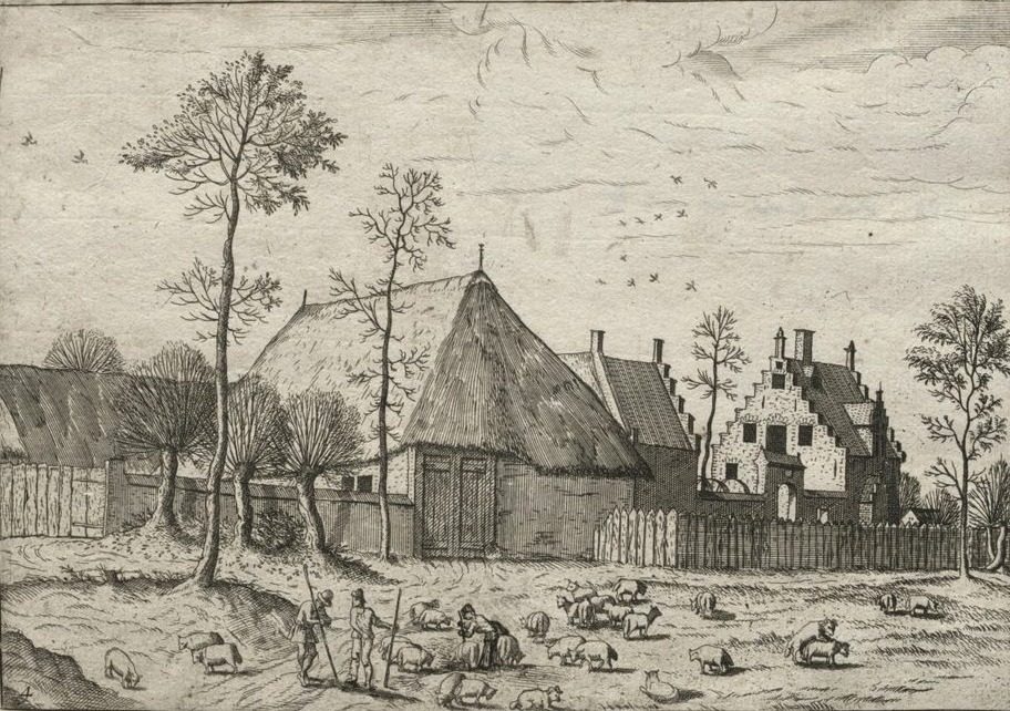 View of Villages in Brabant and Campine: Shepherds with Flock by Master of the Small Landscapes (Flemish)