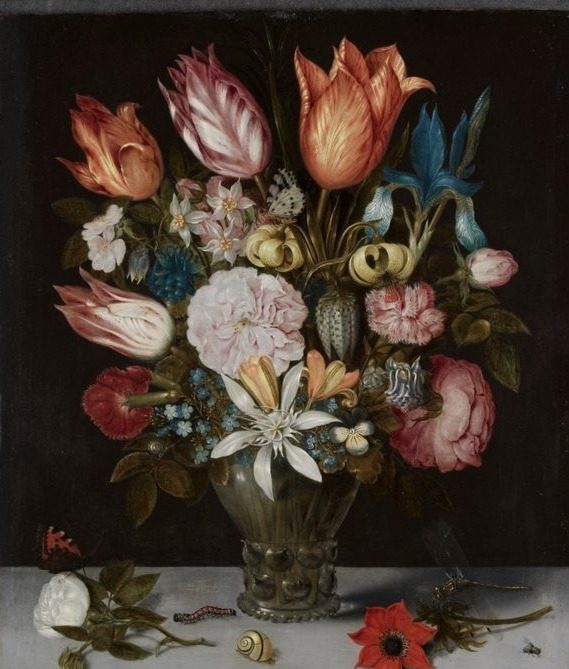 Flowers in a Glass by Ambrosius Bosschaert (Dutch, 1573–1621)