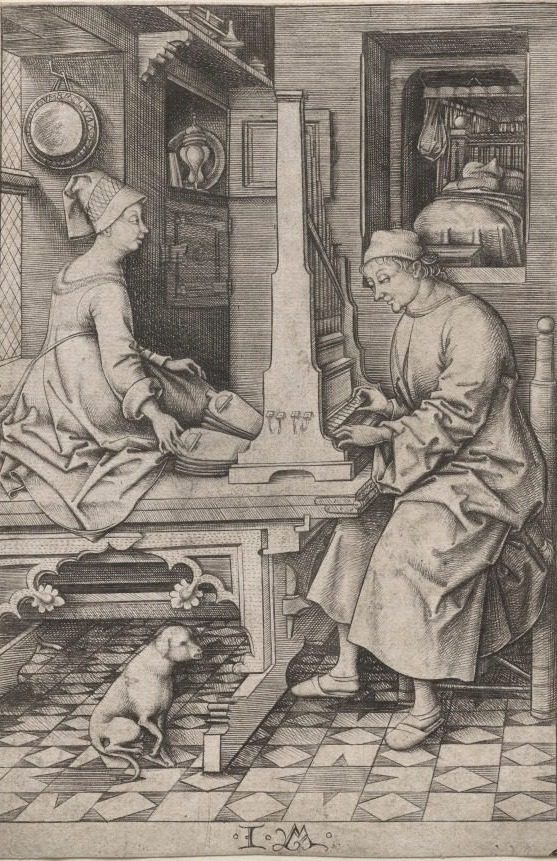 The Organ Player and His Wife by Israhel van Meckenem (German, c. 1440–1503)