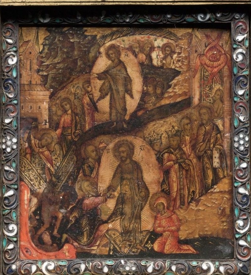 Portable Triptych Icon: The Resurrection and Anastasis