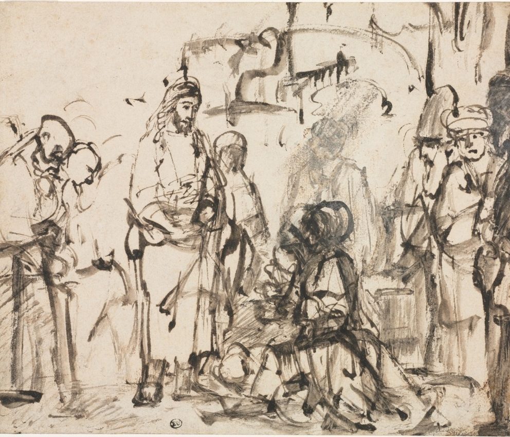The Meeting of Christ with Martha and Mary after the Death of Lazarus by Rembrandt van Rijn (Dutch, 1606–1669)