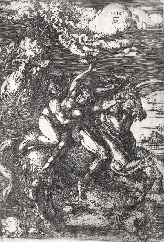 The Abduction on a Unicorn by Albrecht Dürer (German, 1471–1528)