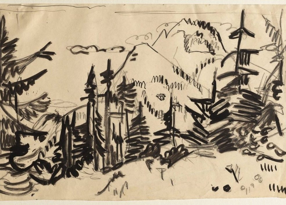 Mountain Landscape with Fir Trees by Ernst Ludwig Kirchner (German, 1880–1938)