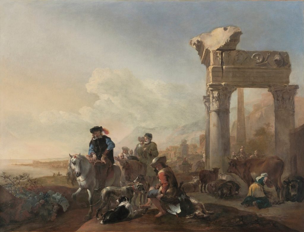 Hunters Near Ruins by Jan Baptist Weenix (Dutch, 1621–1660)