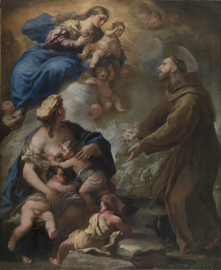 The Virgin and Child Appearing to Saint Francis of Assisi by Luca Giordano (Italian, 1634–1705)