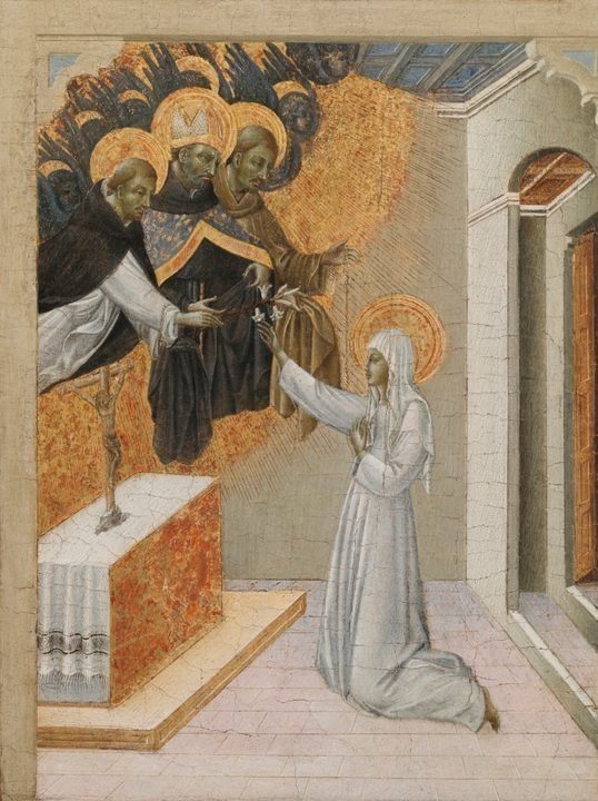 Predella Panel from an Altarpiece: St. Catherine of Siena Invested with the Dominican Habit by Giovanni di Paolo (Italian, c. 1403–1482)