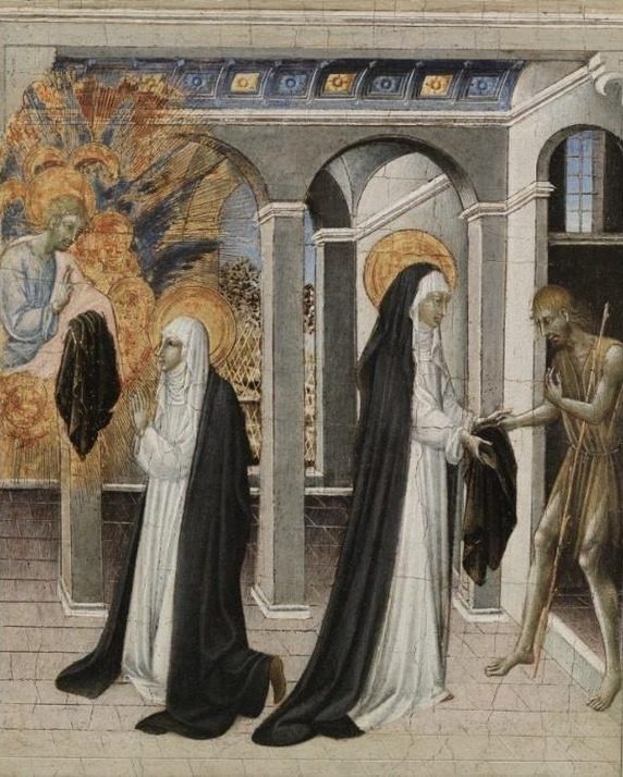 St. Catherine of Siena and the Beggar by Giovanni di Paolo (Italian, c. 1403–1482)