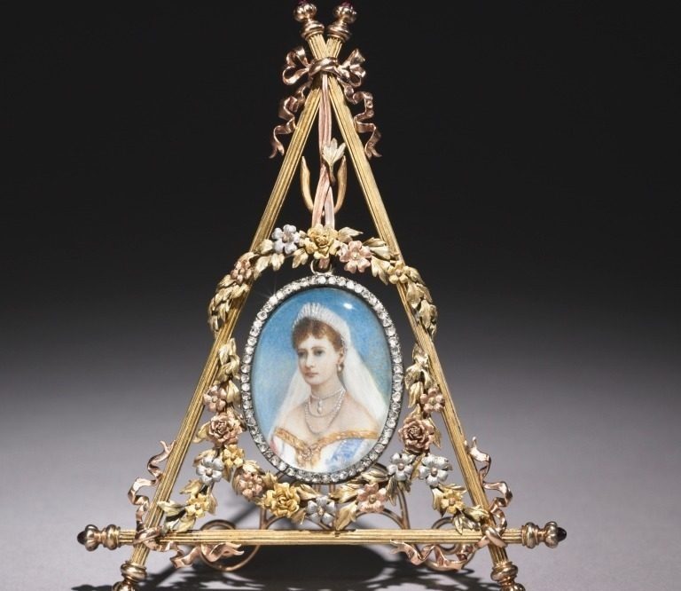 Framed Miniature of Tsarina Alexandra Feodorovna by House of Fabergé (Russian, 1842–1918)