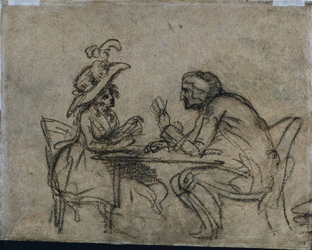 Woman and Man Playing Cards (verso) by Benjamin West (American, 1738–1820)