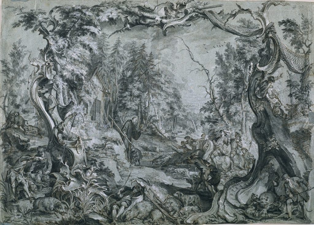 Saint Deicolus and the Boar by Johann Wolfgang Baumgartner (German, 1712–1761)