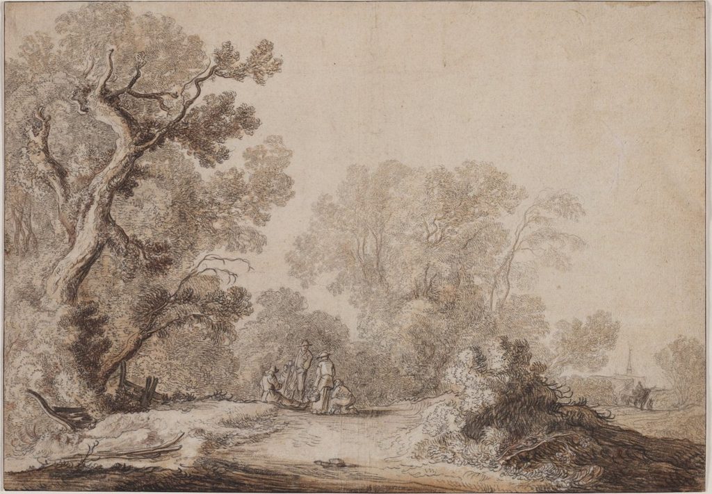 Peasants at the Edge of a Wood by Jacob van Mosscher (Dutch, 1655)