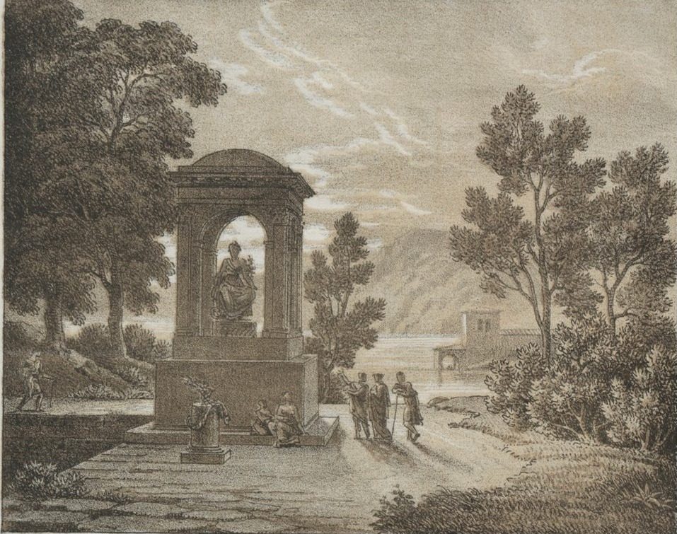 Book of Lithograph Trials using different means of Drawing such as Crayon, Pen, Brush, and Wash:  A Landscape by Godefroy Engelmann (French, 1788–1839)