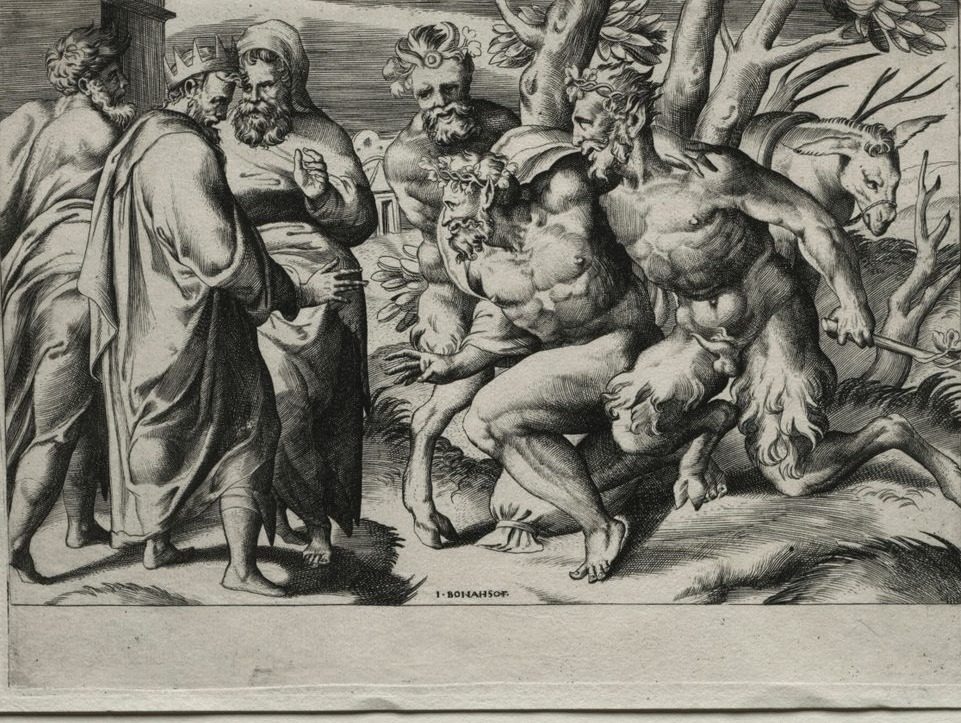 Silenus and King Midas by Giulio Bonasone (Italian, c. 1510–after 1576)