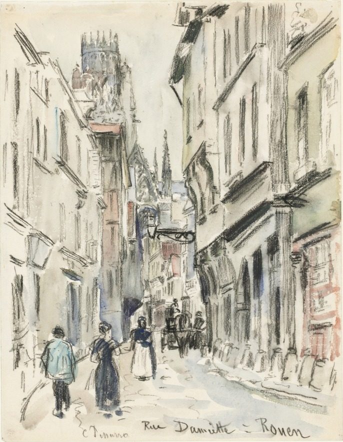 Rue Damiette, Rouen by Camille Pissarro (French, 1830–1903)