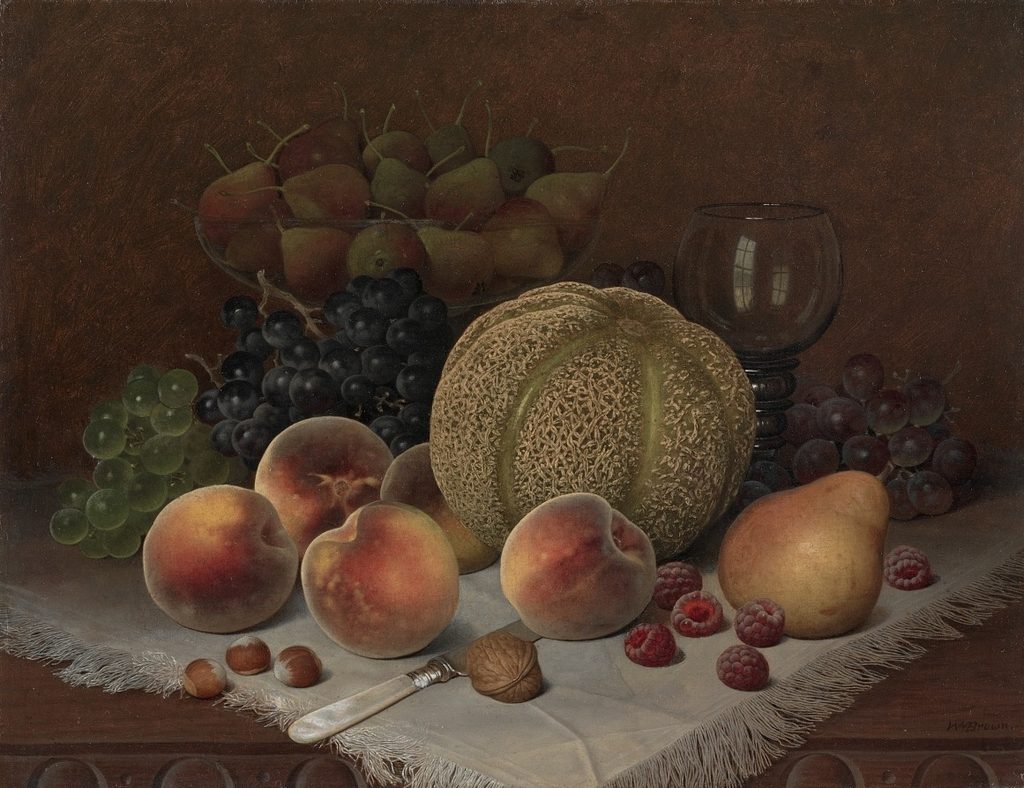 Still Life with Cantaloupe by William Mason Brown (American, 1828–1898)
