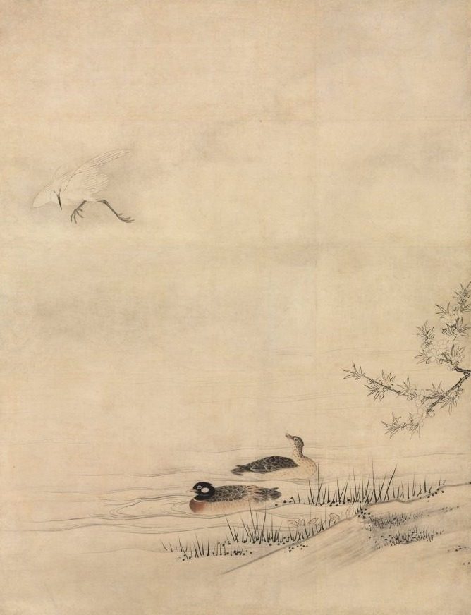 Flowers and Birds in a Spring Landscape by Kano Motonobu (Japanese, c. 1476–1559)