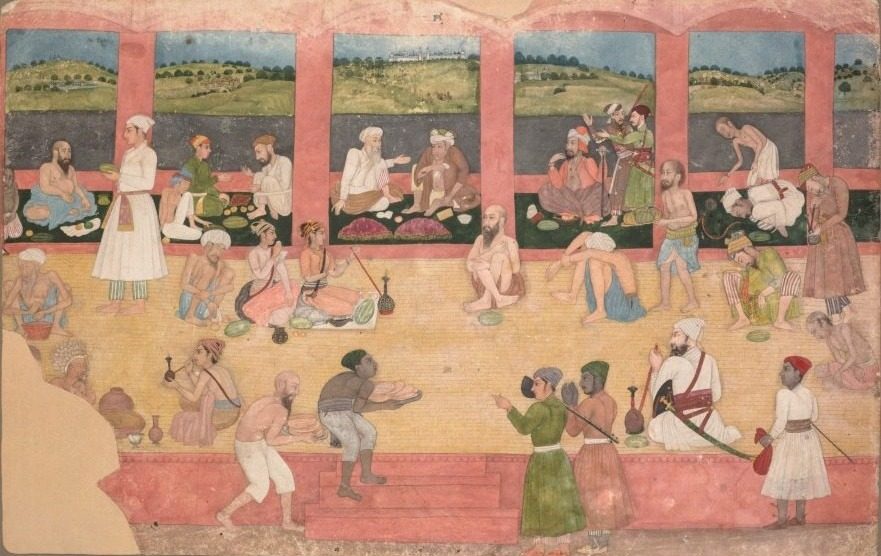 Opium Smokers Served Fruit and Bread