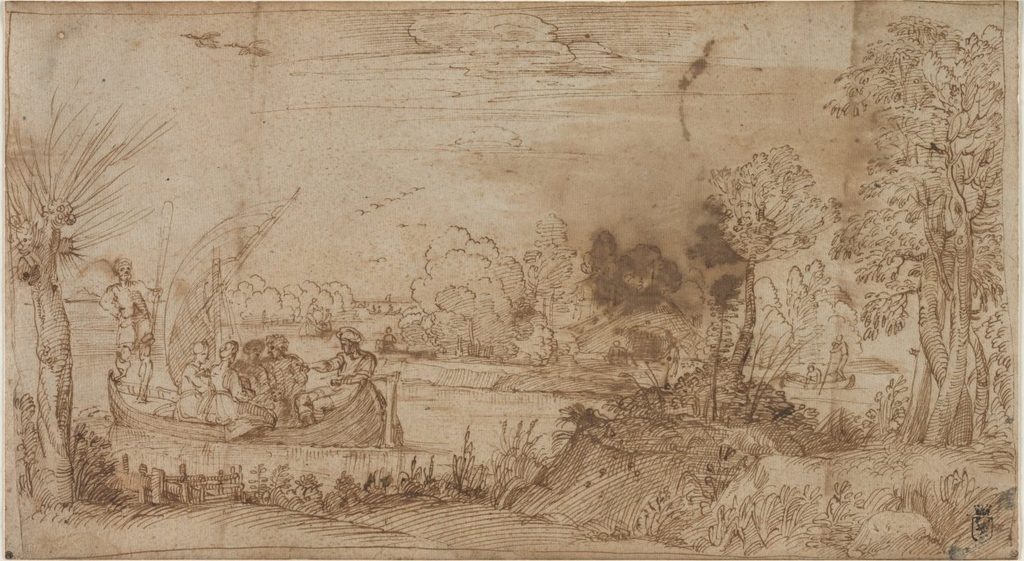 River Landscape with Boats by Annibale Carracci (Italian, c. 1560–1609)