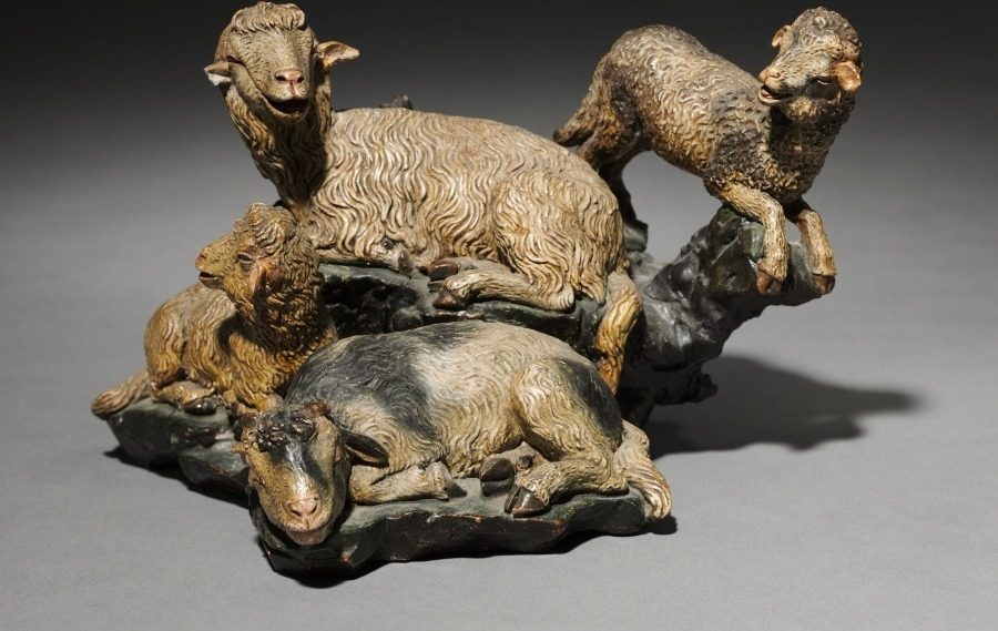 Figure from a Crèche: Group of Four Sheep