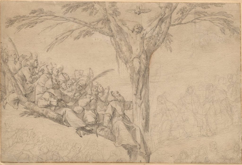 The Crucified Christ as the Tree of Life with Monks and Nuns by Laurent de La Hyre (French, 1606–1656)