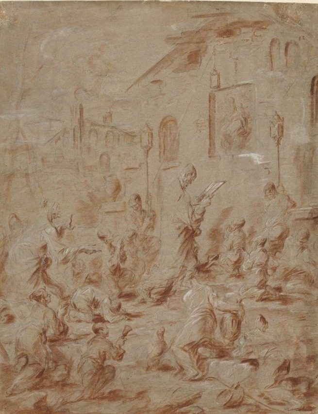 Worshippers at a Street Shrine by Alessandro Magnasco (Italian, 1667–1749)