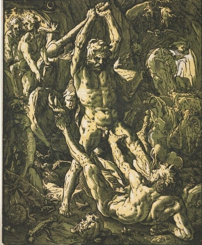 Hercules and Cacus by Hendrick Goltzius (Dutch, 1558–1617)