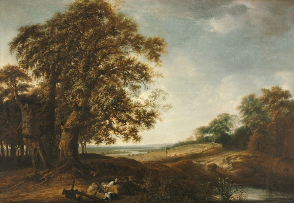 Sleeping Peasants near Fields (Parable of the Weeds) by Simon de Vlieger (Dutch, 1601–1653)
