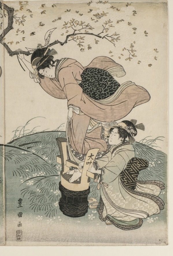 Cherry Blossoms in the Wind by Utagawa Toyokuni (Japanese, 1769–1825)