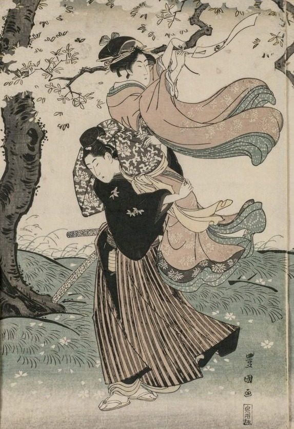 Cherry Blossoms in the Wind by Utagawa Toyokuni (Japanese, 1769–1825)