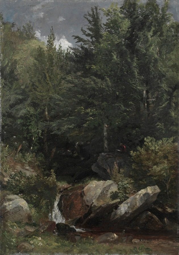 Trees and a Stream on a Hillside by Jasper F. Cropsey (American, 1823–1900)