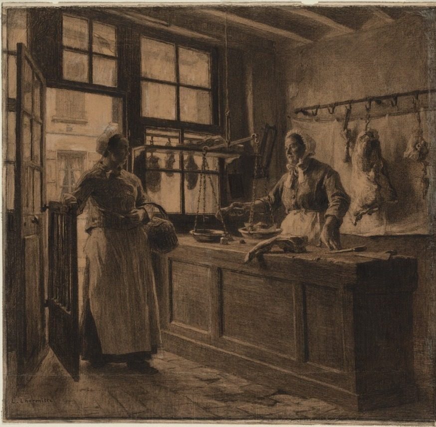 Interior of a Butcher Shop by Léon Augustin Lhermitte (French, 1844–1925)