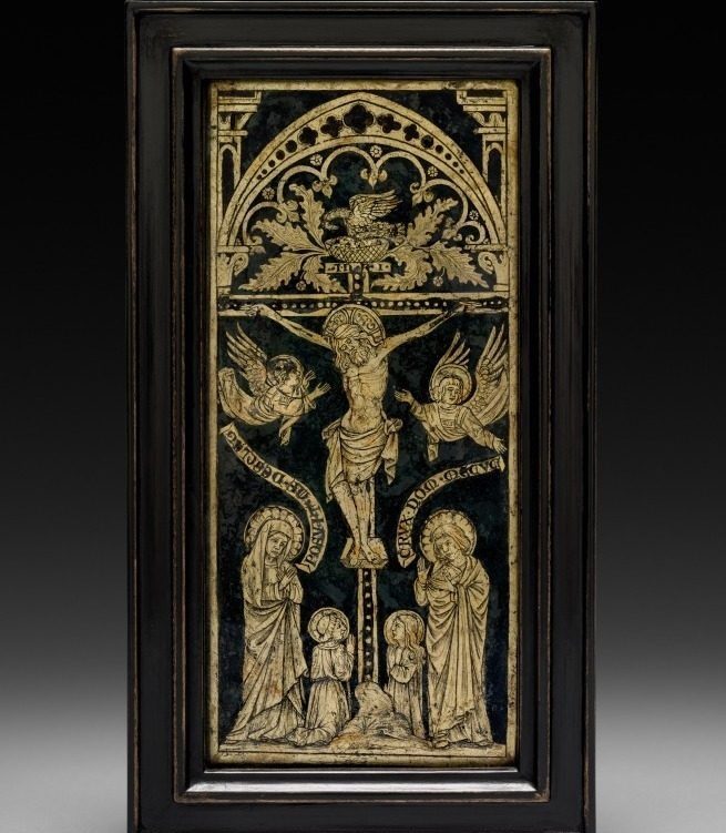Plaque: The Crucifixion with Angels and Saints