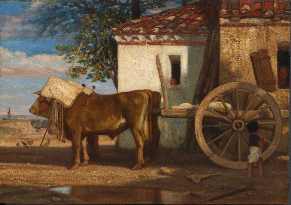 Oxen before a Farmhouse at Le Verrier by Alexandre-Gabriel Decamps (French, 1803–1860)