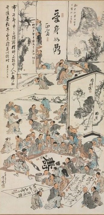 Calligraphy and Painting Party by Kawanabe Kyōsai (Japanese, 1831–1889)