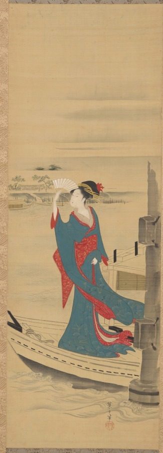 Beauty in a Boat on Sumida River by Chōbunsai Eishi (Japanese, 1756–1829)