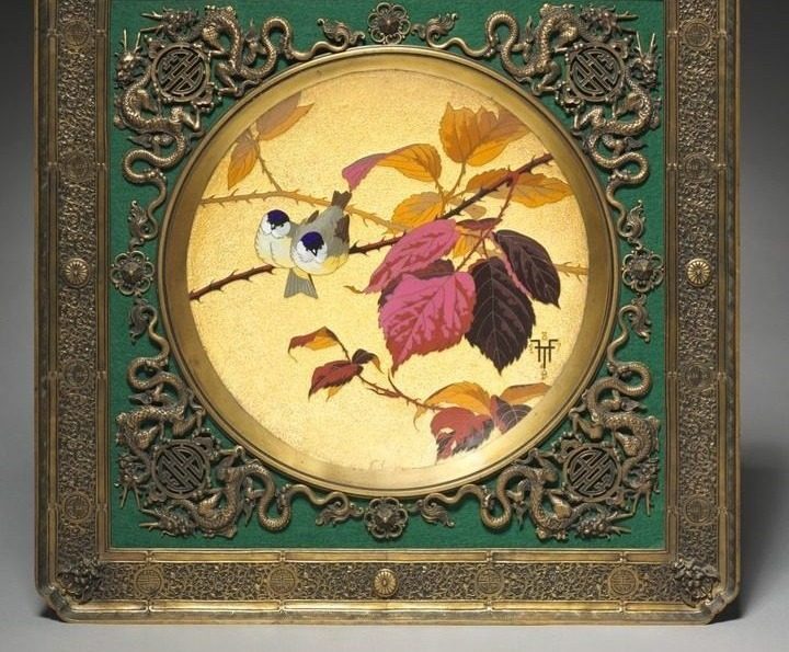 Wall Charger Depicting Two Birds by Edouard Lievre (French, 1829–1886)