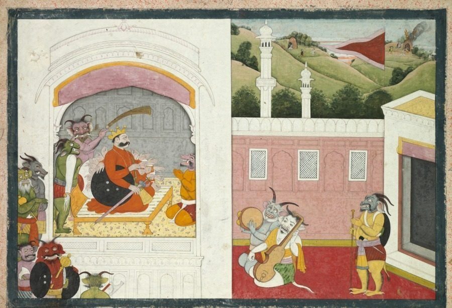 King Bana in his court, from an Usha-Aniruddha